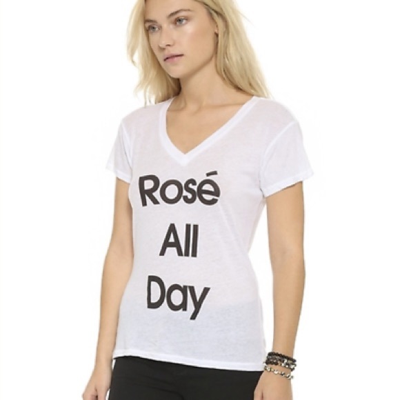 Wildfox Rose All Day White V Neck Short Sleeve Tee Size Small - Picture 3 of 7